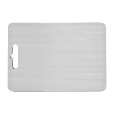 Imagem de Tábua de cortar aço inoxidável para cozinha - tábua de cortar metálica grande de dupla face | Superfície para frutas legumes carne com aderências