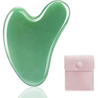 Imagem de Ferramentas faciais para Gua Sha, pedra de jade natural para Guasha, bastões de massagem manual para esculpir a linha do queixo e reduzir inchaço, ferramenta de massagem facial, ferramenta de cuidados