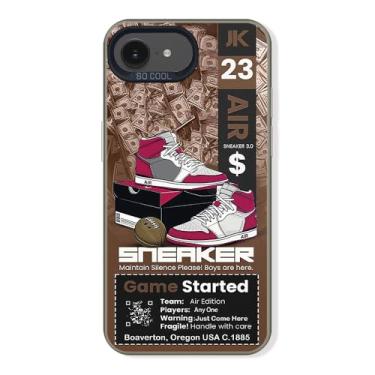 Imagem de Cairiocoin Capa de telefone da marca de calçados esportivos compatível com iPhone 16E capa de 6,1 polegadas, tênis clássicos Cool Ins Off etiqueta branca ou preta estética antiderrapante à prova de