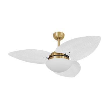 Imagem de Ventilador de Teto Dormamu Dourado 3 Pás Palmae Branco 127V