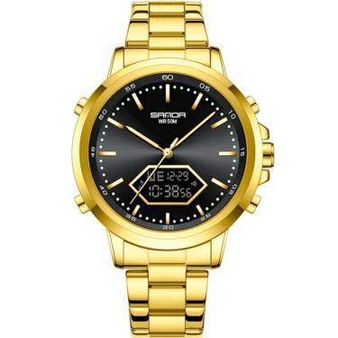 Imagem de Relógio De Pulso Esportivo Masculino Quartzo Anadigi 5atm Dourado