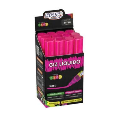 Imagem de Caixa Caneta Giz Líquido 6mm 4g Evoke com 12 unidades BRW, Rosa