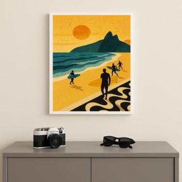 Imagem de Quadro Arte Rio de Janeiro - Surf 33x24cm Mold Branca Vidro - Quadros 