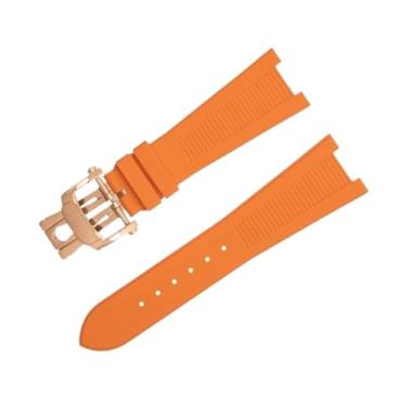 Imagem de FULNES FKM Fluororubber Pulseiras Acessórios para Patek Philippe Pulseira para Nautilus Pulseira de Interface Original (Cor: Laranja3, Tamanho: 25-12)