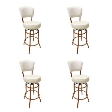 Imagem de Conjunto 4 Banquetas Bar Cobre Bancada Média Altura 65cm Giratória Enc