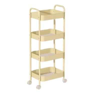 Imagem de Carrinho de armazenamento com rodinhas de 4 camadas com alças - organizador versátil para cozinha, banheiro, sala de estar, escritório e varanda - fácil de montar, design prático, móvel e economia de