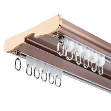 Imagem de Sistema de cortina de trilho duplo resistente, suporte de teto de 6 m, varões de cortina deslizantes para divisórias de quarto, fácil instalação, trilhos duráveis (laranja, 470 cm)