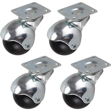 Imagem de Rodas de cadeira de escritório de 5 cm - Rodas de substituição giratórias com freio, rotação de 360°, para sofás, mesas de centro e cadeiras, pacote com 4 parafusos - Rolamento durável e suave