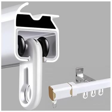 Imagem de Faixa de cortina silenciosa – haste divisória de parede ajustável para hospitais, dormitórios e chuveiros – trilho de cortina deslizante de 27 a 236 polegadas (2 a 20 pés) - branco, 16,4 pés