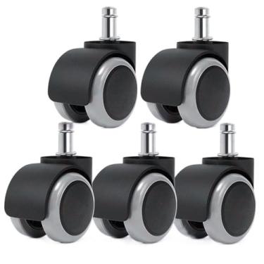 Imagem de Rodas giratórias universais de 5 cm - 5 peças de substituição para cadeiras de jogos e escritório, carrinhos e móveis - Rolos cinza duráveis para facilitar a mobilidade