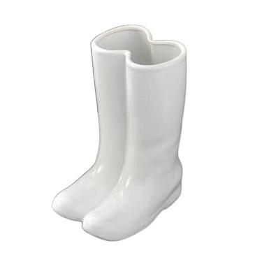 Imagem de Suporte de guarda-chuva em forma de botas criativas, suporte de guarda-chuva, balde de guarda-chuva, barril, vaso de cerâmica de porcelana, entrada de varanda, suporte de guarda-chuva interno (branco)