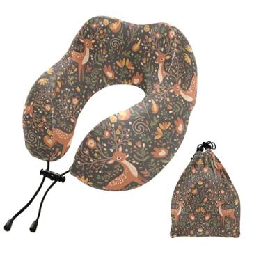 Imagem de Burbuja Almofada de pescoço de veado para viagem, almofada de viagem de espuma viscoelástica para suporte de cabeça de carro de avião dormindo, lavável na máquina e portátil