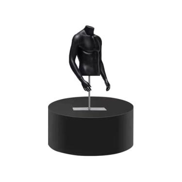 Imagem de Suporte de pedestal de cilindro redondo preto para lojas de roupas - Base de manequim de chão para exibição de sapatos/bolsas, adereços de casamento e colecionáveis, 50 x 30 cm (19,7 x 11,8 pol.)