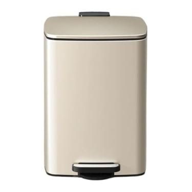 Imagem de Lixeira de aço inoxidável escovado de 20/30 litros, lixeira de pedal quadrado com tampa e baldes internos, lata de lixo com degrau de aço mãos livres para cesta de lixo de escritório em casa (branco