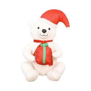 Imagem de Urso Polar Inflável Branco Com Luzes LED, Decoração De Natal, Caixa De