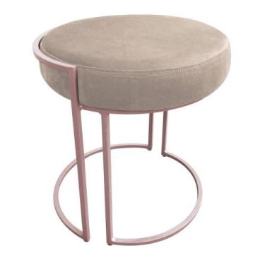 Imagem de Puff Love Suede Base Rose Drossi Bege - D' ROSSI