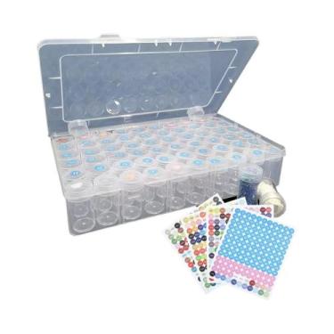 Imagem de Caixa Organizadora Para Diamond Painting Com 24/30/60 Frascos E Adesiv