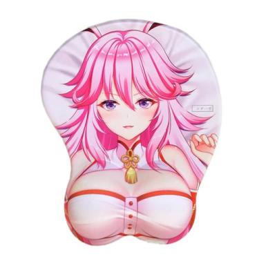 Imagem de Mouse Pad de silicone para descanso de pulso Mihoyo Raidens Mei Pink -