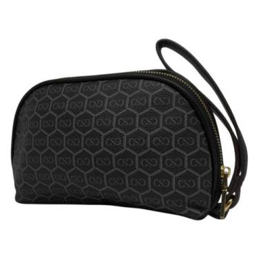 Imagem de Necessaire Feminina Monograma Alça de Mão Moderna Chenson, Preto, UN