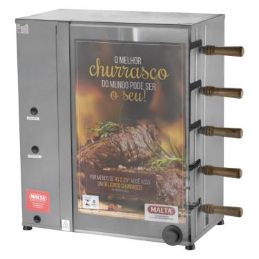 Imagem de Churrasqueira Rotátiva Elétrica com Tampa Malta 11061-127v 1-30 CV 5 Espetos Aço Carbono Inox 110V