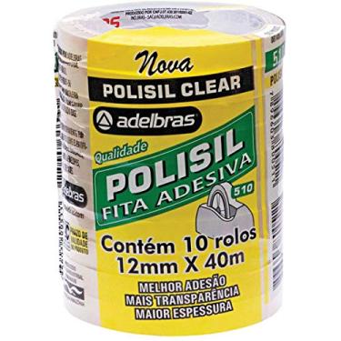 Imagem de Fita Adesiva, Adelbras 0814000001, Transparente, Pacote de 10