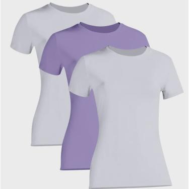 Imagem de Kit 3 Camiseta Proteção Solar Feminina Manga Curta Uv50 + 2 Brancas 1 Lilás