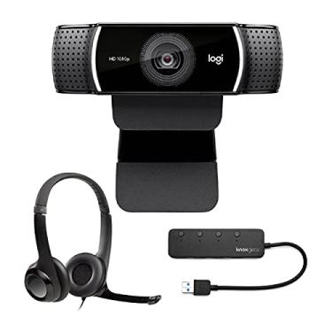 Imagem de Logitech C922 Pro Stream 1080p Webcam Bundle with H390 USB Headset and Knox Gear 4-Port USB Hub (3 Items)