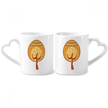 Imagem de Conjunto de canecas de porcelana para casais, árvore de ovos, amarelas, festivais, de Páscoa, com coração