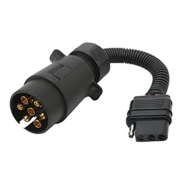 Imagem de Plugue Adaptador de Fio de Reboque 7 Vias Redondo UE Para 4 Vias Americano Plano, Plugue de Conector de Fiação Enrolada de Reboque, Plugue de Conector de Reboque de Latão ABS