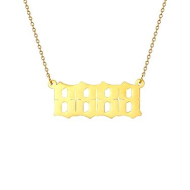 Imagem de Anjo Número Colar Para Mulheres,Guloseima Ouro Banhado Número 1111 111 222 333 444 555 666 777 888 999 Pingentes Gargantilha Cadeia Numerologia Joia Colar Presentes Para Mulheres Garotas