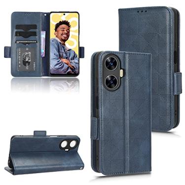 Imagem de Kukoufey Capa para Oppo Realme C55 4G RMX3710 Capa flip de couro com suporte, capa para Oppo Realme C55 capa azul