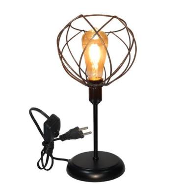 Imagem de Luminária de Mesa Abajur Clássico Aramado Crown Preto P/LED - Jota Ilu