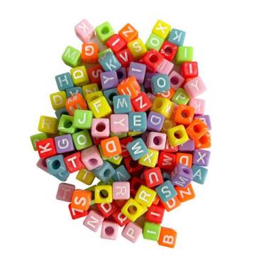 Imagem de Missangas de letras quadradas 6mm coloridas crie suas bijuterias em ge