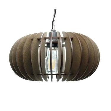Imagem de Lustre Luminária Pendente de Madeira MDF Mod. Sophia Pq Reto Tabaco - 