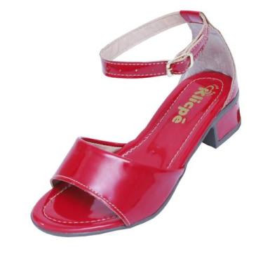 Imagem de Sandalia Infantil Menina  Salto Grosso Confortável  Brilho Verniz - Kl