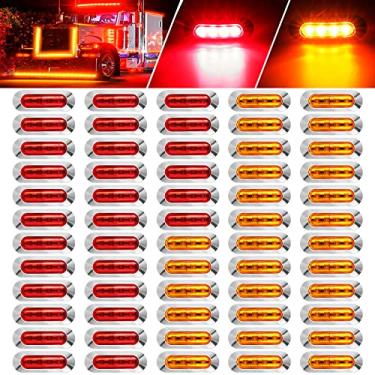 Imagem de Preboun Pacote com 60 luzes indicadoras de LED laterais 12-24 V lateral frontal traseira luz de folga LED âmbar luzes LED para reboque de caminhão, carro, ônibus, caminhão, barco, deck de 9,5 cm, âmbar e vermelho