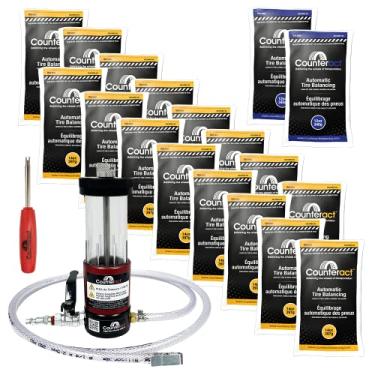 Imagem de Counteract DIYK-TIP Kit de trator/reboque de contas de equilíbrio de pneu/roda do It Yourself - (2) 340 g, (16) sacos de contas de 396 g, (18) tampas e núcleos de válvula, (18) tampas de fluxo