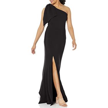 Imagem de Dress the Population Vestido longo Georgina com detalhe de laço de um ombro só, vestido de trompete, Preto, P