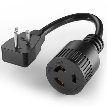 Imagem de PLUGTUL NEMA 5-20P para NEMA L5-20R Cabo adaptador de 3,5 m, adaptador conversor Twist-Lock doméstico, cabo de extensão macho 20A para fêmea 20A, calibre 12, 125V 20A 2500W, SJTW, preto, listado ETL