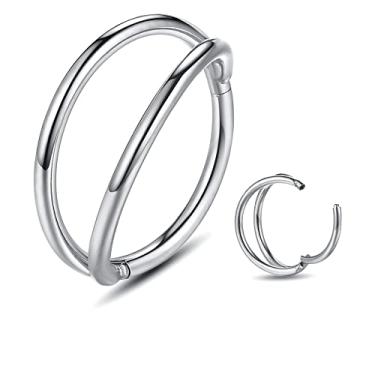 Imagem de Yaoyaoyors Piercing de nariz articulado - argola brincos de aço cirúrgico anel de pierecing corporal joia de septo concha segmento Clicker Anéis de lábio cartilagem Helix Tragus cobra pirâmide design anel de septo, Metal, Zircônia cúbica