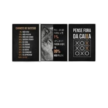 Imagem de Kit 3 Quadros Motivacionais Empreendedorismo 24X18Cm Branca - Quadros 
