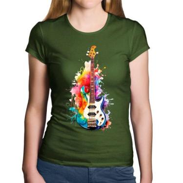 Imagem de Baby Look Algodão Contra Baixo Watercolor - Foca na Moda, Musgo, GG