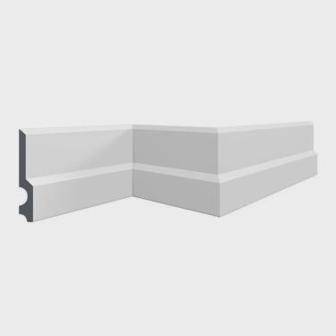 Imagem de Kit com 3 Barras Rodapé de Poliestireno 13cm X 18mm X 2m Cf14 Hd Homestar 6m Branco