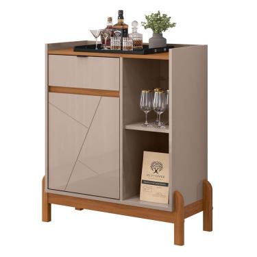 Imagem de Aparador Bar Bari 1 Porta e 1 Gaveta - Casa D Off White/Cedro