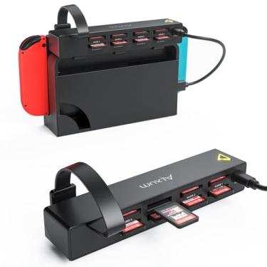 Imagem de Alxum Leitor de cartão de jogo Switch – Suporte de cartão de jogo 8 em 1 para console Nintendo Switch/Switch OLED, identificador rápido de leitor de jogos Switch (4 para jogos + 4 para armazenamento)