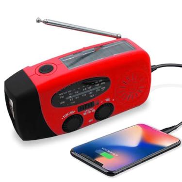 Imagem de Kit de manivela para rádio meteorológico solar de emergência atualizado com manivela autoalimentada AM/FM/WB NOAA Rádios de sobrevivência Lanterna LED 2000 mAh Power Bank para iPhone Smart Phone