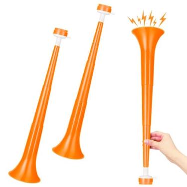 Imagem de GCQJOQ 2 Pcs Collapsible Stadium Horn, 21 Inch, Plastic Vuvuzela Trumpet Noisemakers for Sports Events, Carnivals, Parties, Orange