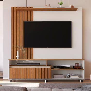 Imagem de Estante Home Theater Ripado Havana Off White- Freijó