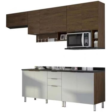 Imagem de Cozinha Completa Rubi 9 Portas 3 Gaveta 5 Prateleira Bartira Grapia Com Platinum