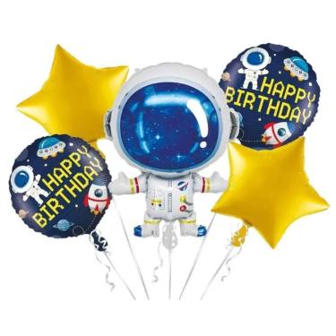 Imagem de Kit Buque Balões Aniversário Astronauta - 5 Unidades